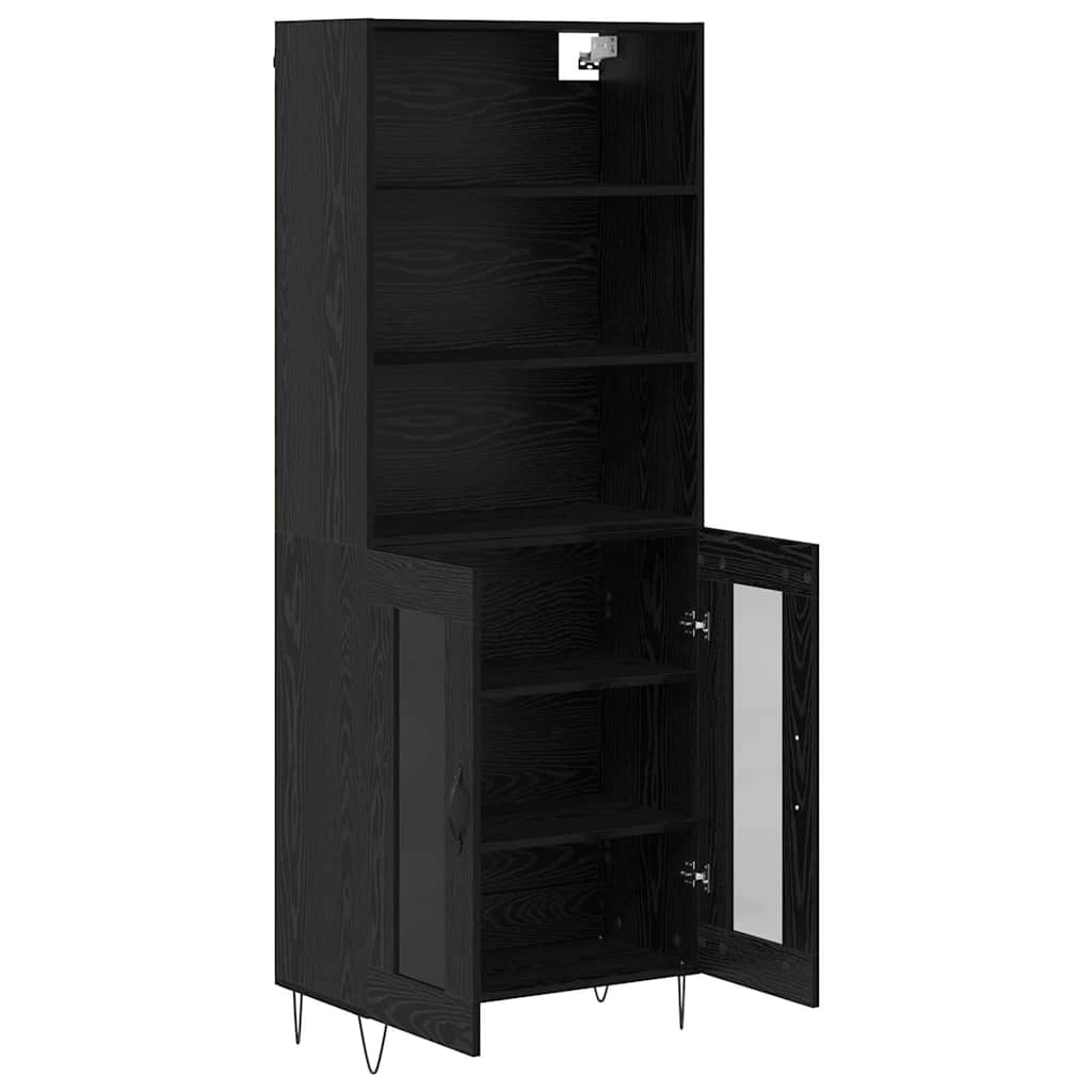 vidaXL Highboard 2 pcs Μαύρη Οξυά Επεξεργασμένο ξύλο