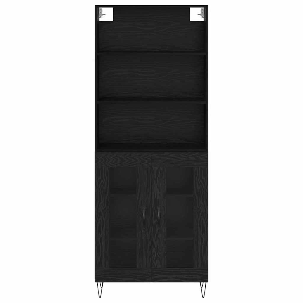 vidaXL Highboard 2 pcs Μαύρη Οξυά Επεξεργασμένο ξύλο
