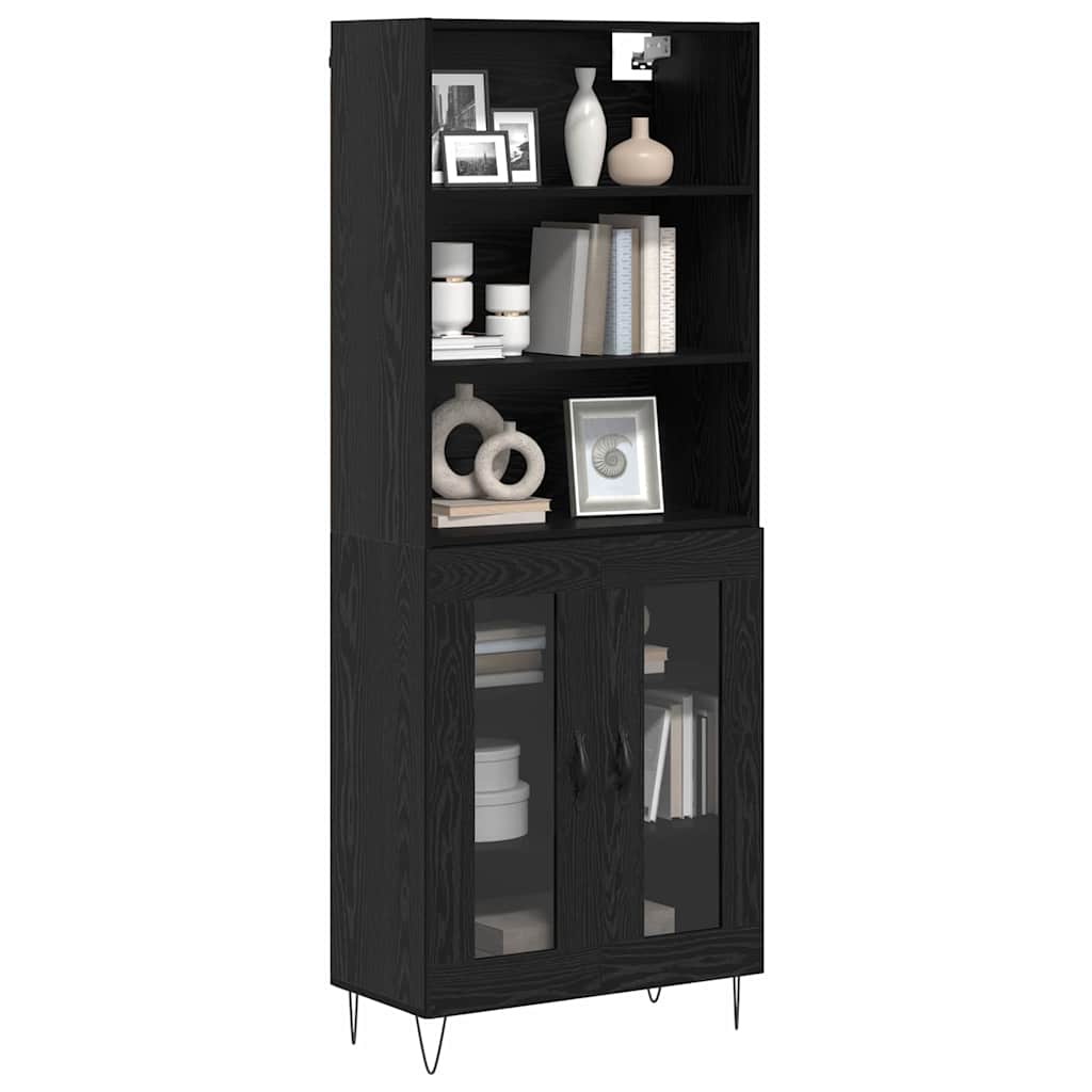 vidaXL Highboard 2 pcs Μαύρη Οξυά Επεξεργασμένο ξύλο