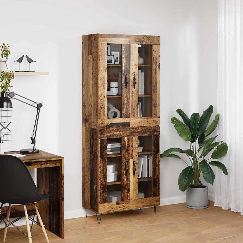 vidaXL Highboard Παλιό Ξύλο 69,5 x 34 x 180 εκ. Επεξεργασμένο ξύλο