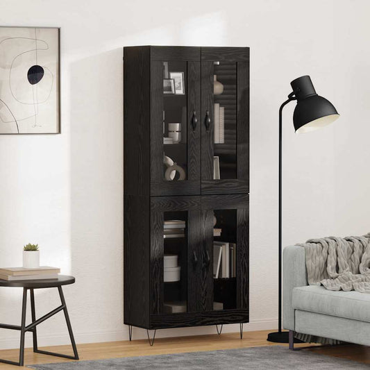 vidaXL Highboard Μαύρη Οξυά 69,5 x 34 x 180 εκ. Επεξεργασμένο ξύλο