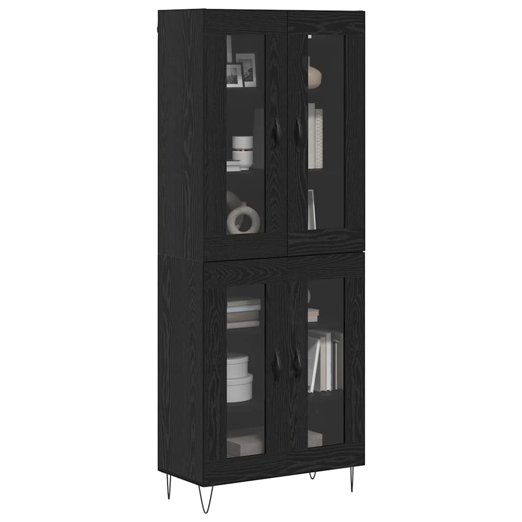vidaXL Highboard Μαύρη Οξυά 69,5 x 34 x 180 εκ. Επεξεργασμένο ξύλο
