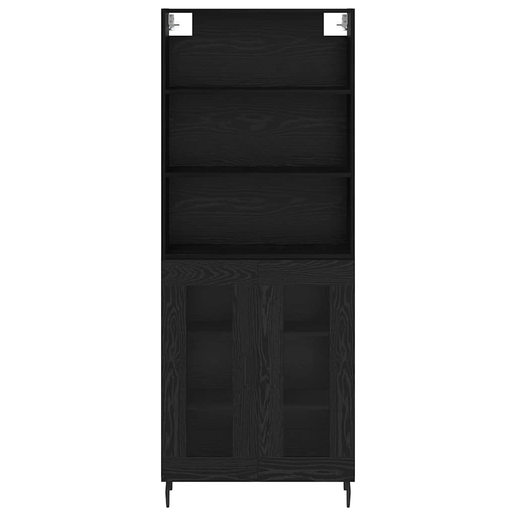 vidaXL Highboard Μαύρη Οξυά 69,5 x 34 x 180 εκ. Σύνθετο Ξύλο και Γυαλί