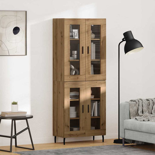 vidaXL Highboard 2 pcs Artisan Oak Σύνθετο Ξύλο και Γυαλί