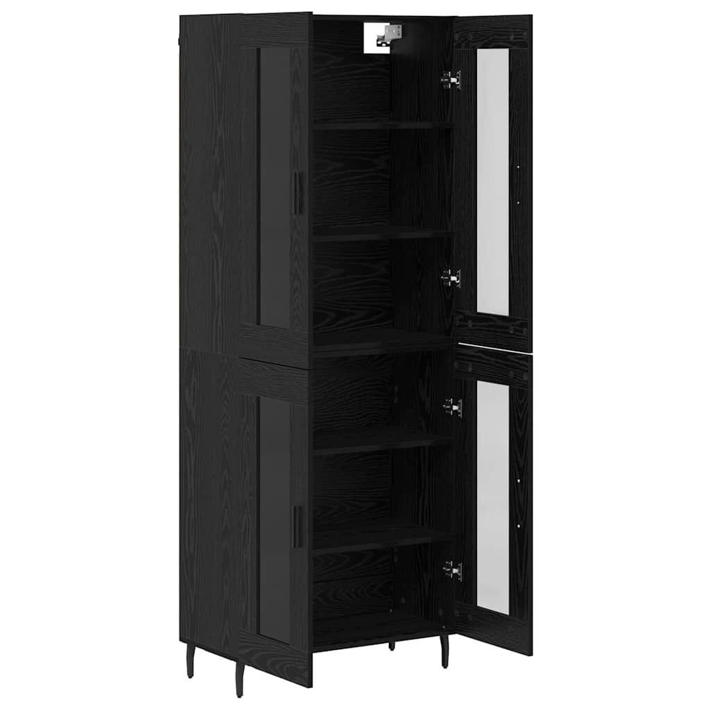 vidaXL Highboard 2 pcs Μαύρη Οξυά Σύνθετο Ξύλο και Γυαλί