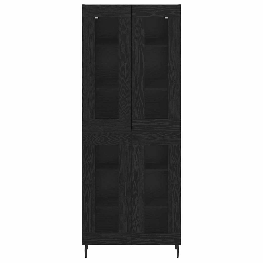 vidaXL Highboard 2 pcs Μαύρη Οξυά Σύνθετο Ξύλο και Γυαλί