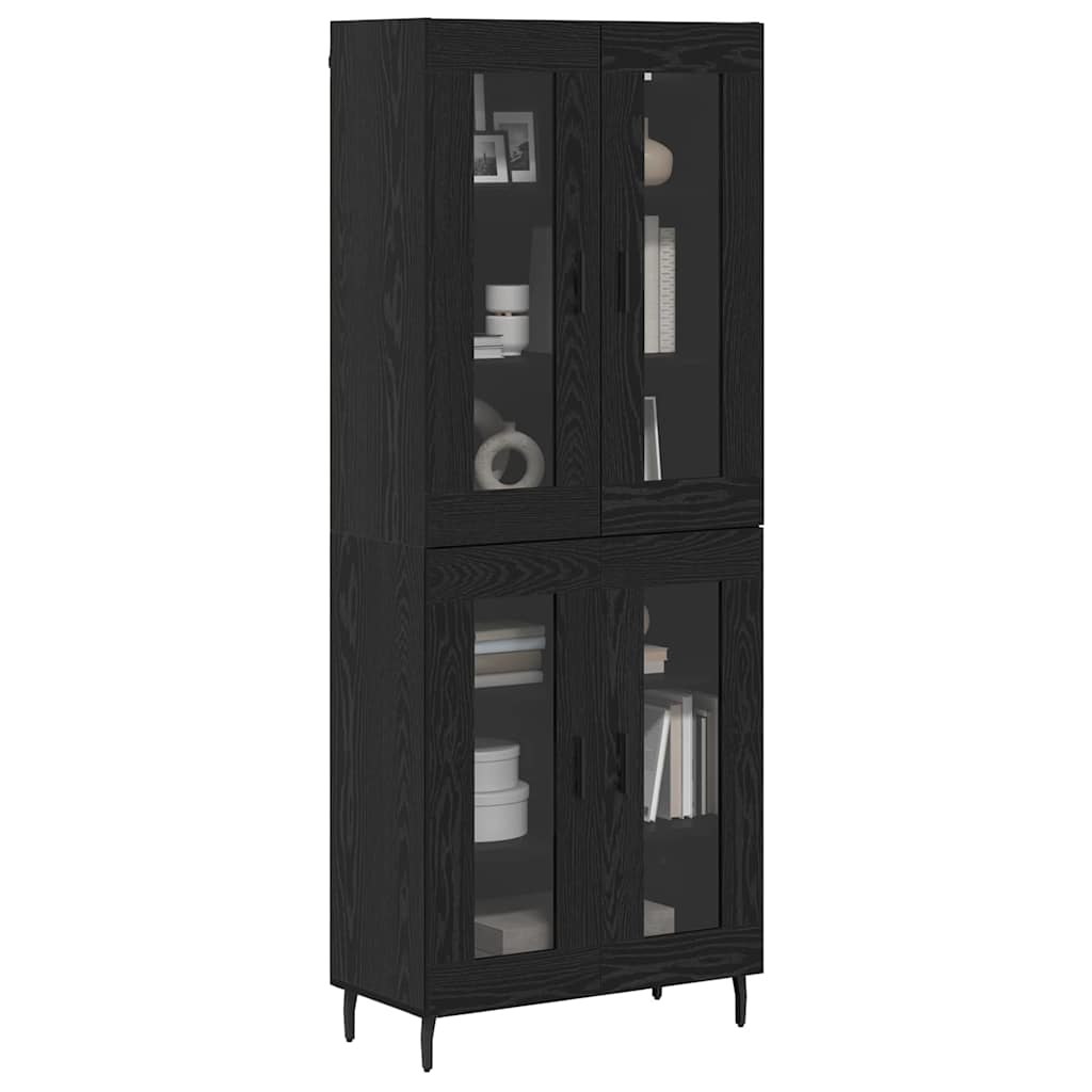 vidaXL Highboard 2 pcs Μαύρη Οξυά Σύνθετο Ξύλο και Γυαλί