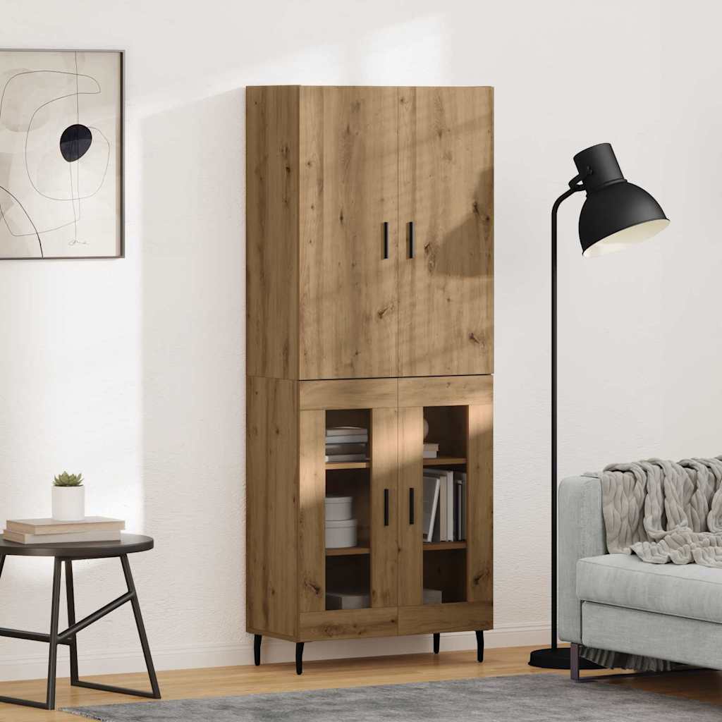 vidaXL Highboard 2 pcs Παλιό Ξύλο Σύνθετο Ξύλο και Γυαλί