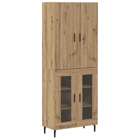 vidaXL Highboard 2 pcs Παλιό Ξύλο Σύνθετο Ξύλο και Γυαλί