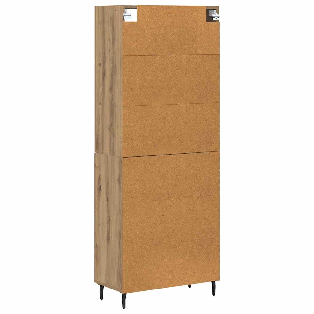 vidaXL Highboard 2 pcs Παλιό Ξύλο Σύνθετο Ξύλο και Γυαλί