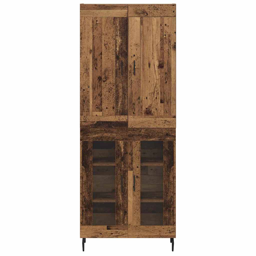 vidaXL Highboard 2 pcs Παλιό Ξύλο Σύνθετο Ξύλο και Γυαλί