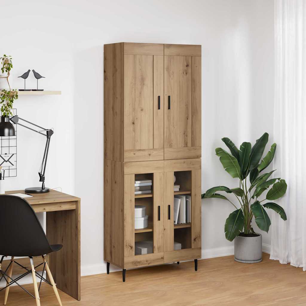 vidaXL Highboard 2 pcs Artisan Oak Σύνθετο Ξύλο και Γυαλί