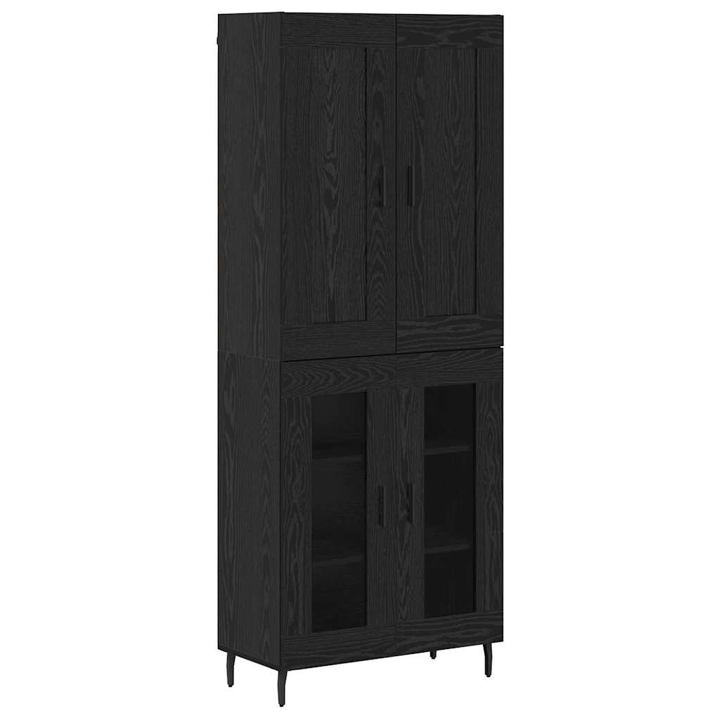 vidaXL Highboard 2 pcs Μαύρη Οξυά Σύνθετο Ξύλο και Γυαλί