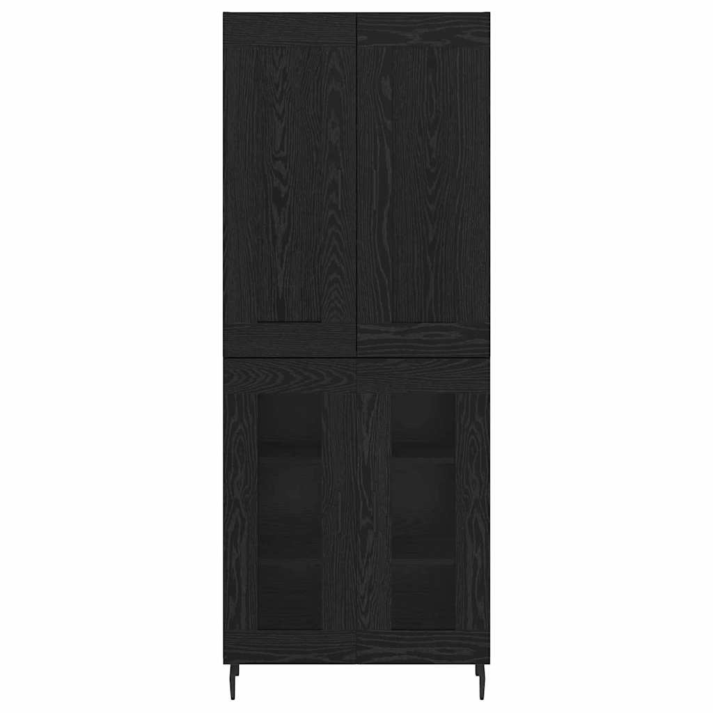 vidaXL Highboard 2 pcs Μαύρη Οξυά Σύνθετο Ξύλο και Γυαλί
