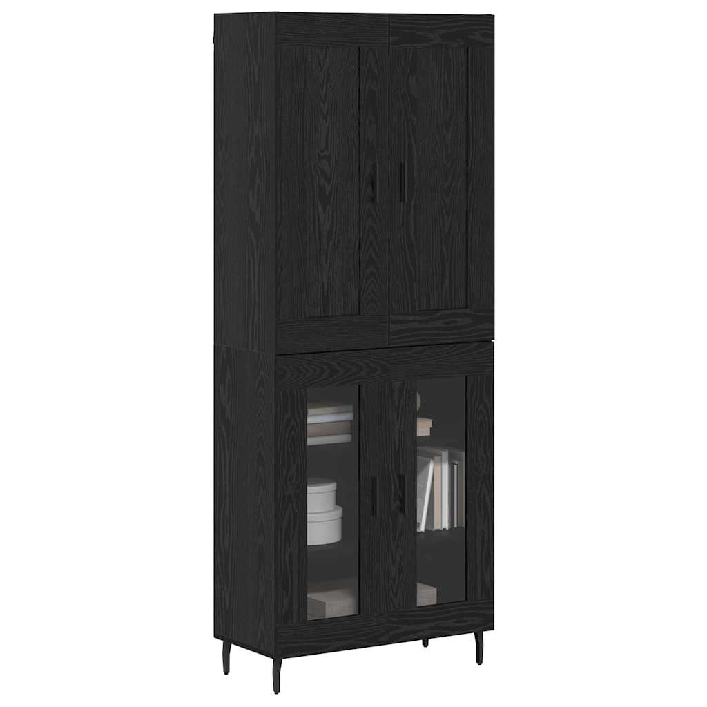 vidaXL Highboard 2 pcs Μαύρη Οξυά Σύνθετο Ξύλο και Γυαλί