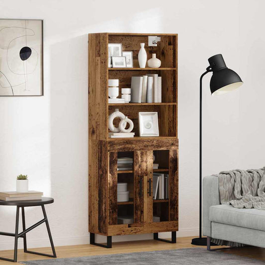 vidaXL Highboard Παλιό ξύλο 69,5 x 34 x 180 εκ. Επεξεργασμένο ξύλο