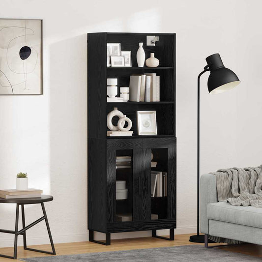 vidaXL Highboard Μαύρη Οξυά 69,5 x 34 x 180 εκ. Επεξεργασμένο ξύλο