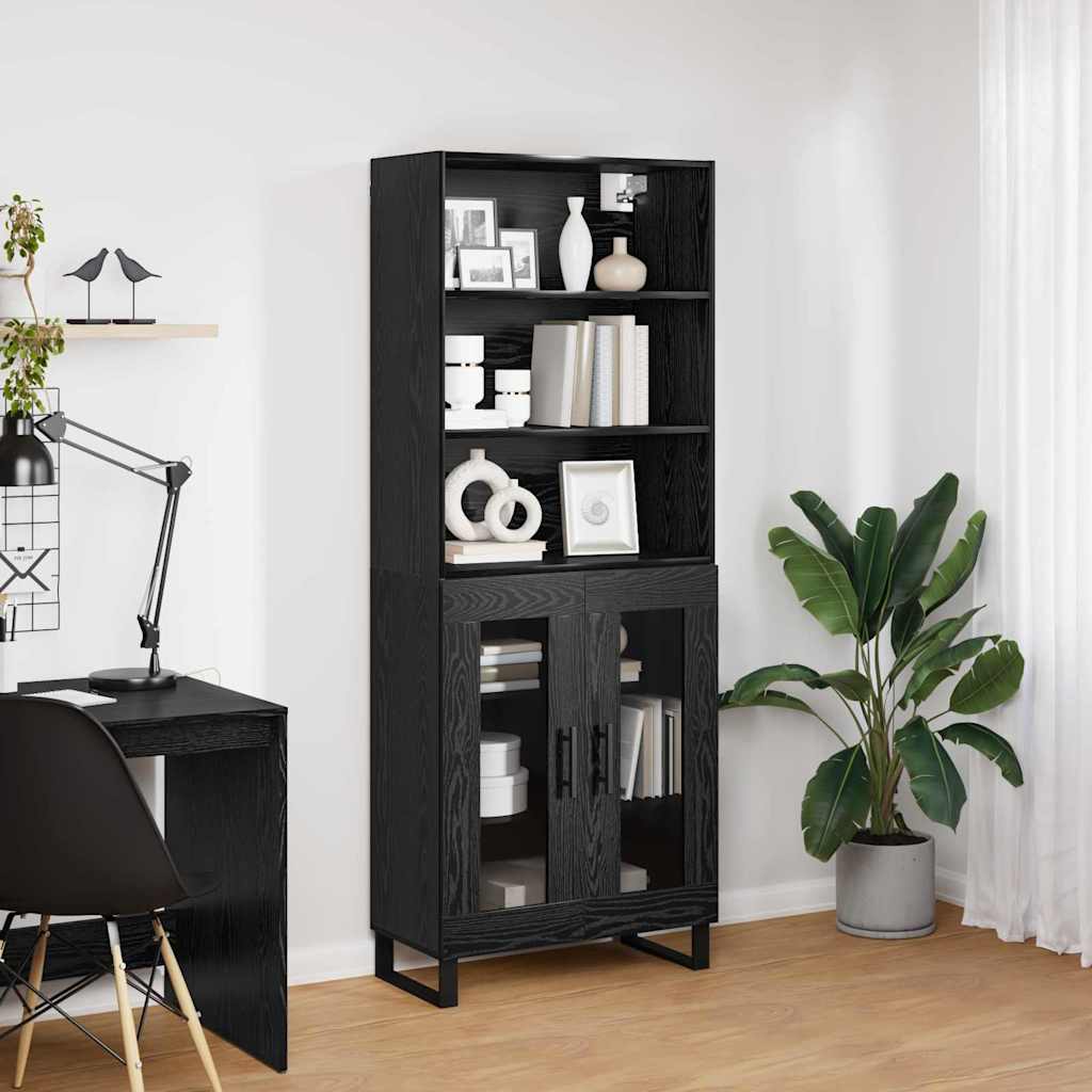 vidaXL Highboard Μαύρη Οξυά 69,5 x 34 x 180 εκ. Επεξεργασμένο ξύλο