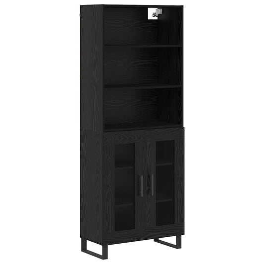vidaXL Highboard Μαύρη Οξυά 69,5 x 34 x 180 εκ. Επεξεργασμένο ξύλο