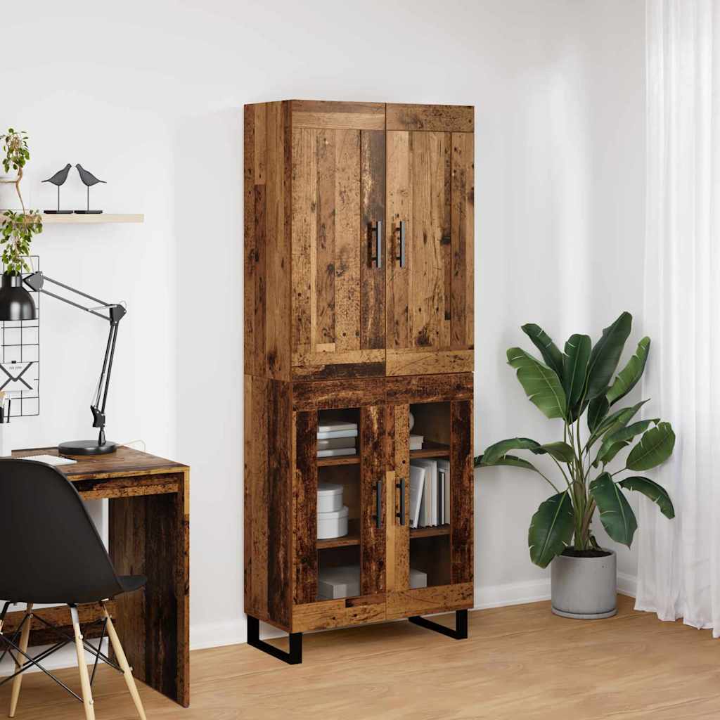 vidaXL Highboard Παλιό ξύλο 69,5 x 34 x 180 εκ. Επεξεργασμένο ξύλο
