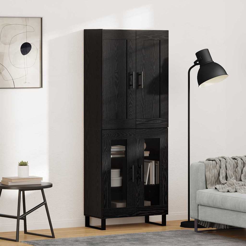 vidaXL Highboard Μαύρη Οξυά 69,5 x 34 x 180 εκ. Επεξεργασμένο ξύλο