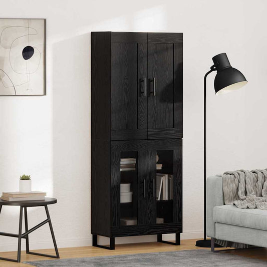 vidaXL Highboard Μαύρη Οξυά 69,5 x 34 x 180 εκ. Επεξεργασμένο ξύλο