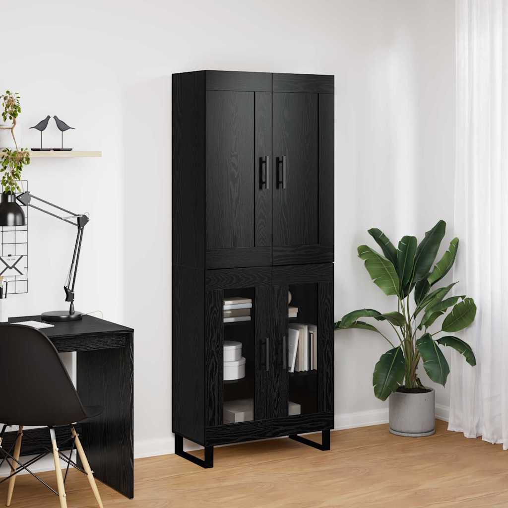vidaXL Highboard Μαύρη Οξυά 69,5 x 34 x 180 εκ. Επεξεργασμένο ξύλο