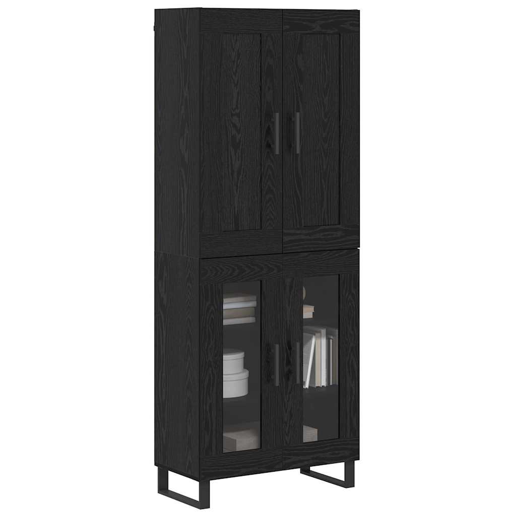 vidaXL Highboard Μαύρη Οξυά 69,5 x 34 x 180 εκ. Επεξεργασμένο ξύλο