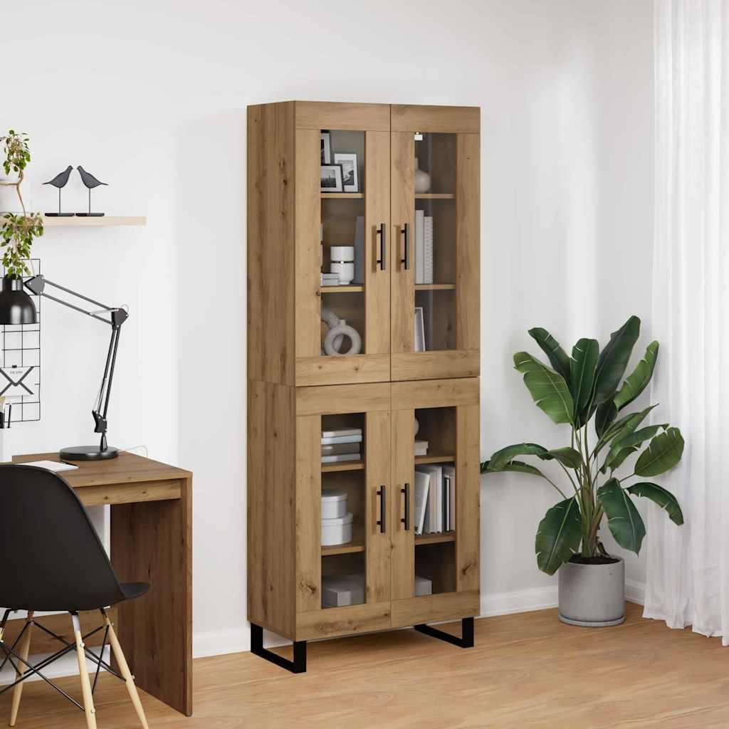 vidaXL Highboard 2 pcs Artisan Oak Σύνθετο Ξύλο και Γυαλί