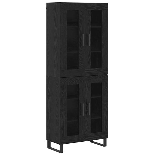 vidaXL Highboard 2 pcs Μαύρη Οξυά Σύνθετο Ξύλο και Γυαλί