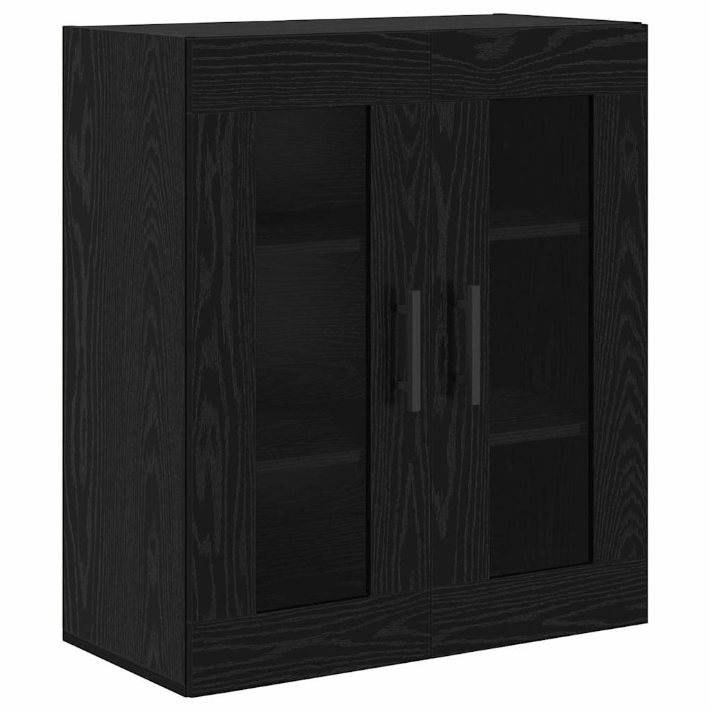 vidaXL Highboard 2 pcs Μαύρη Οξυά Σύνθετο Ξύλο και Γυαλί