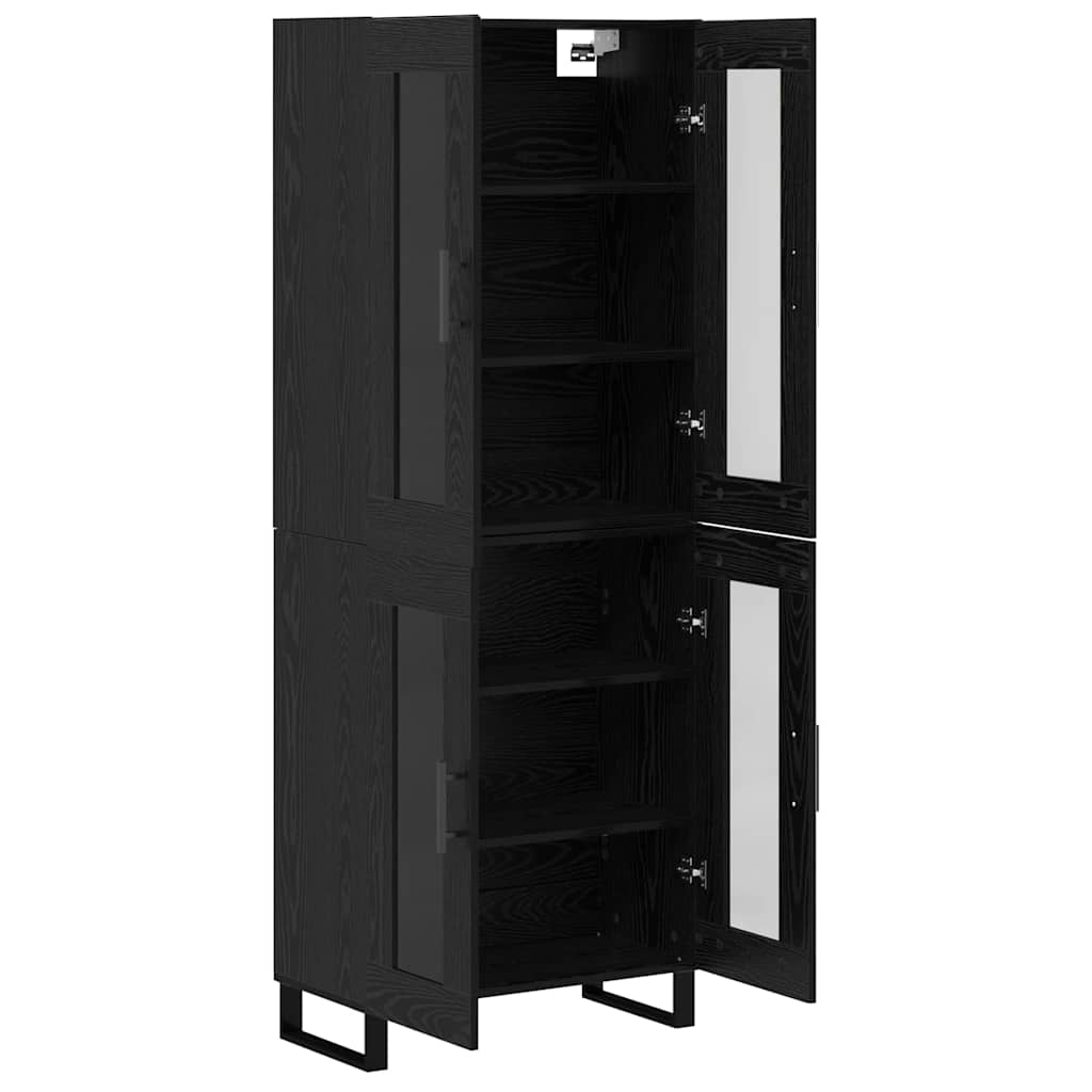 vidaXL Highboard 2 pcs Μαύρη Οξυά Σύνθετο Ξύλο και Γυαλί