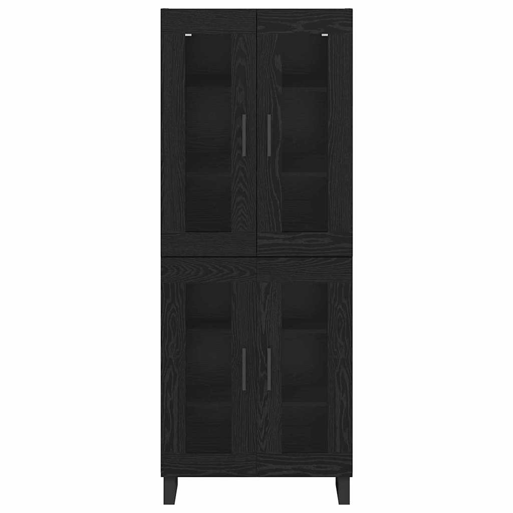 vidaXL Highboard 2 pcs Μαύρη Οξυά Σύνθετο Ξύλο και Γυαλί