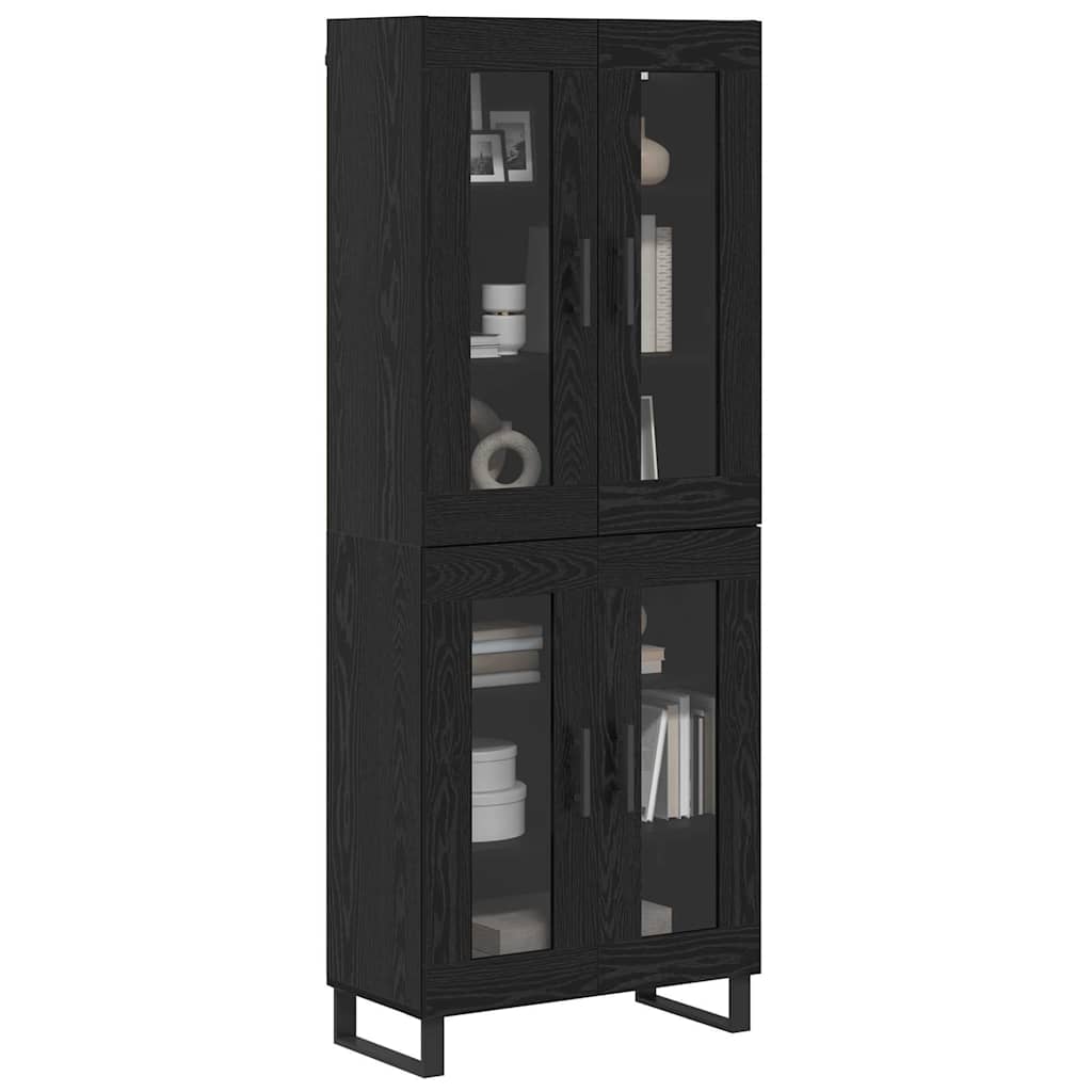 vidaXL Highboard 2 pcs Μαύρη Οξυά Σύνθετο Ξύλο και Γυαλί