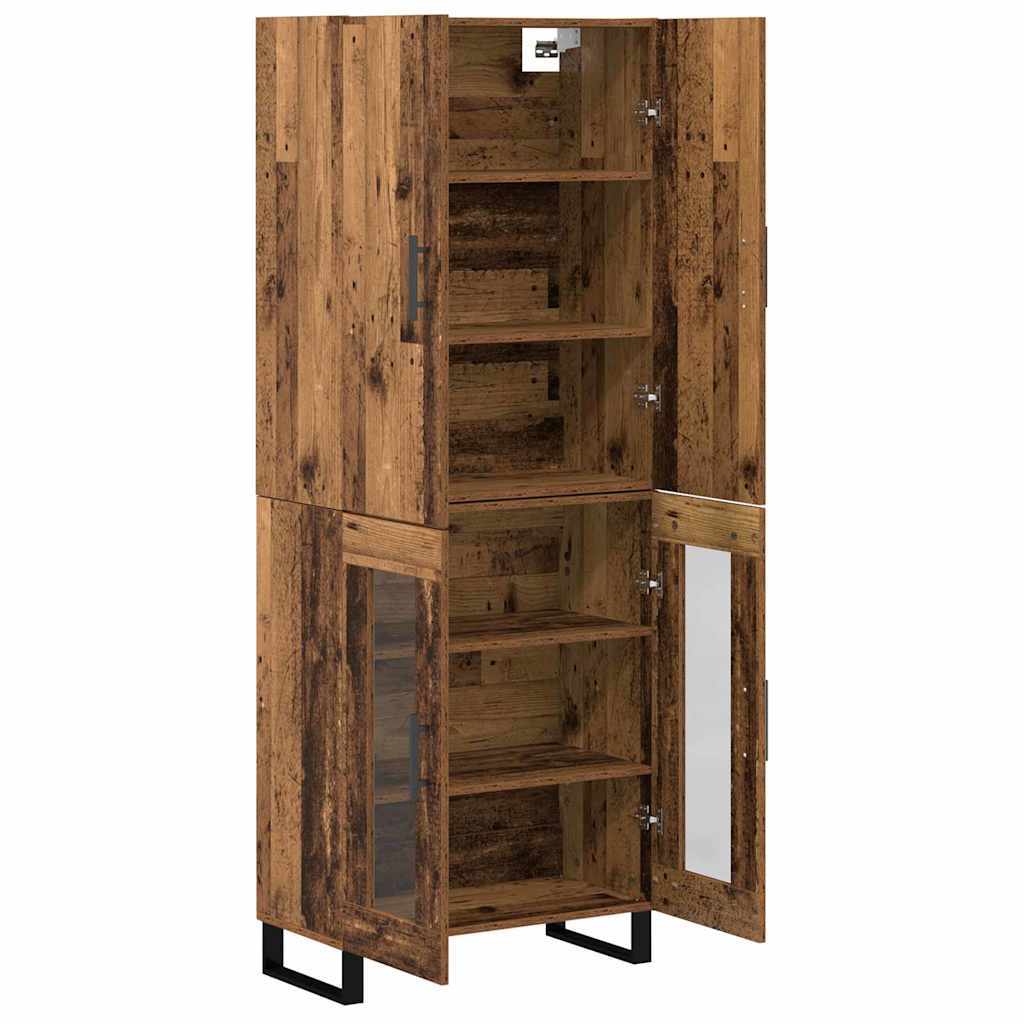vidaXL Highboard 2 pcs Παλιό Ξύλο Σύνθετο Ξύλο και Γυαλί