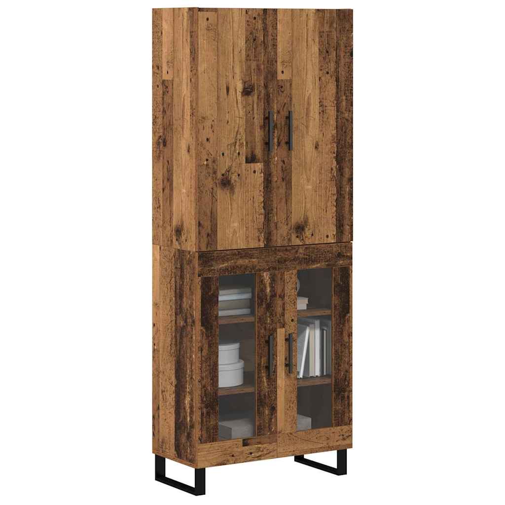 vidaXL Highboard 2 pcs Παλιό Ξύλο Σύνθετο Ξύλο και Γυαλί