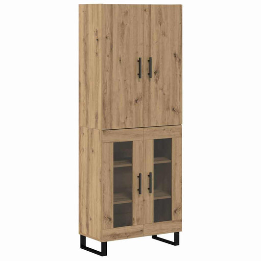 vidaXL Highboard 2 pcs Artisan Oak Σύνθετο Ξύλο και Γυαλί