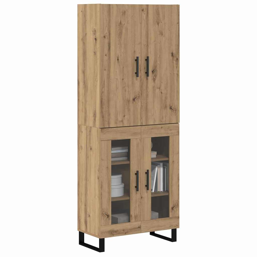 vidaXL Highboard 2 pcs Artisan Oak Σύνθετο Ξύλο και Γυαλί