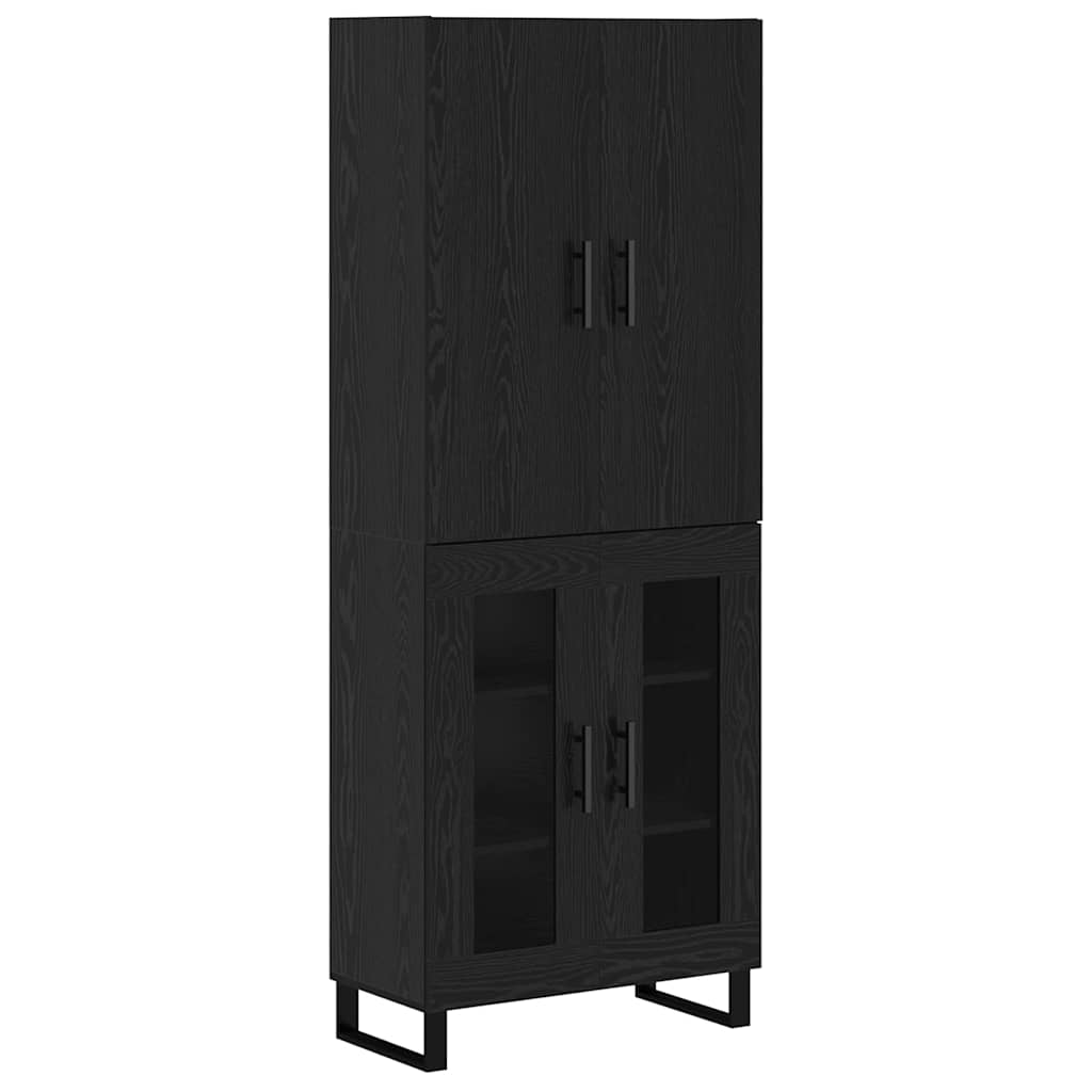 vidaXL Highboard 2 pcs Μαύρη Οξυά Σύνθετο Ξύλο και Γυαλί