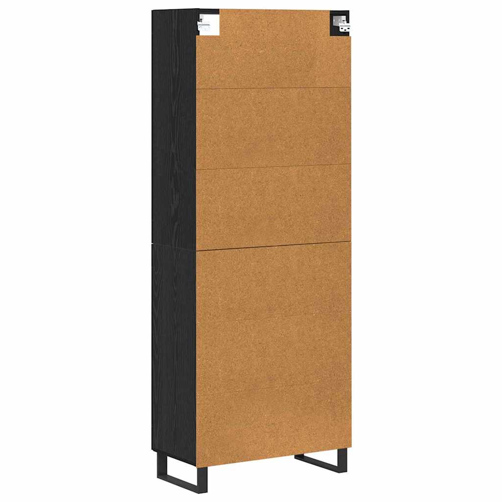 vidaXL Highboard 2 pcs Μαύρη Οξυά Σύνθετο Ξύλο και Γυαλί