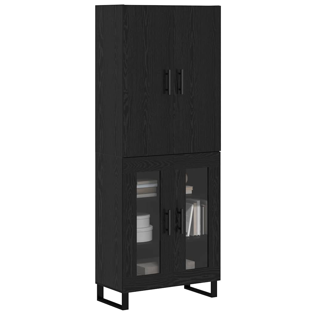 vidaXL Highboard 2 pcs Μαύρη Οξυά Σύνθετο Ξύλο και Γυαλί