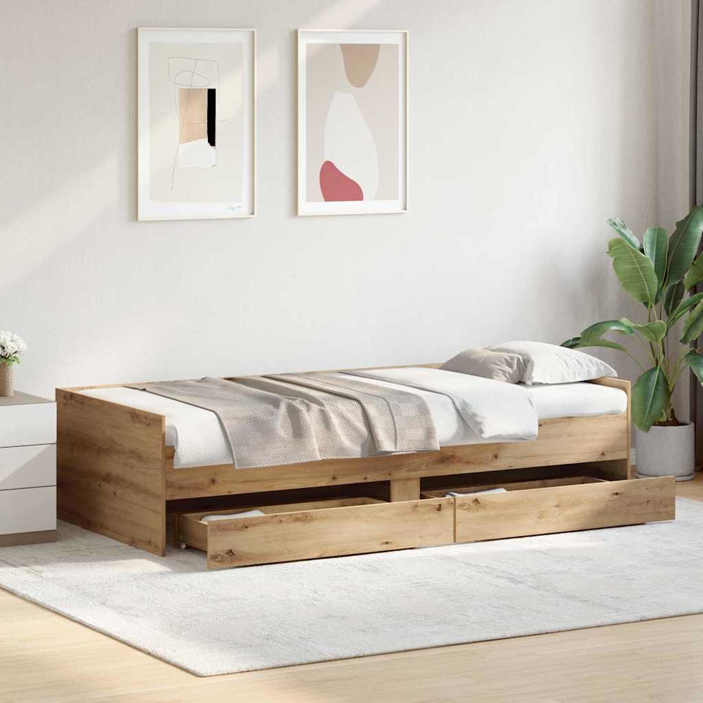 vidaXL Σκελετός Κρεβατιού με συρτάρι Artisan Oak 100 x 200 cm