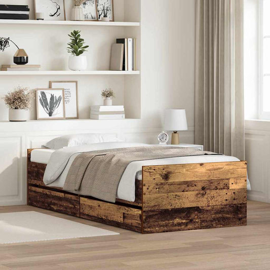 vidaXL Σκελετός Κρεβατιού Παλιό Ξύλο 90 x 200 cm Στερεά ξυλεία πεύκου