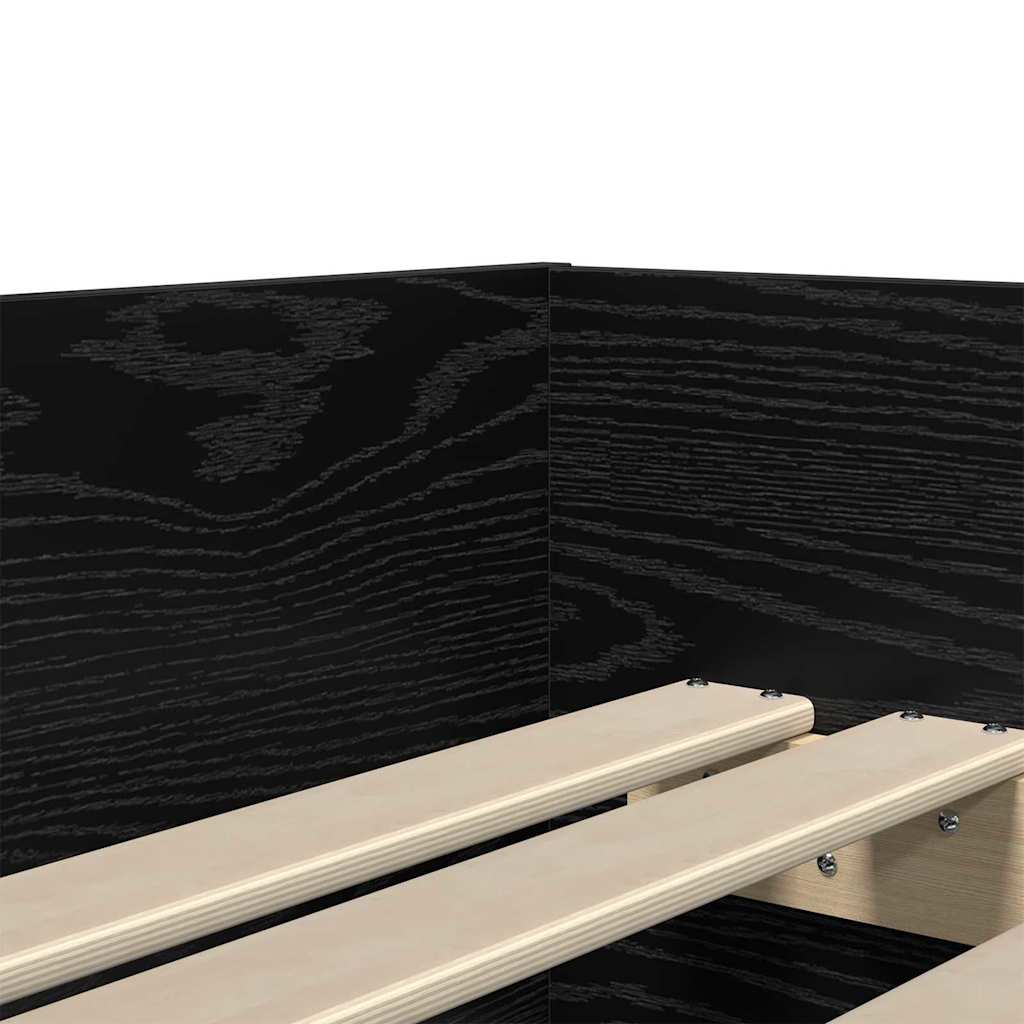 vidaXL Σκελετός Κρεβατιού Μαύρη Οξυά 90 x 200 cm Στερεά ξυλεία πεύκου