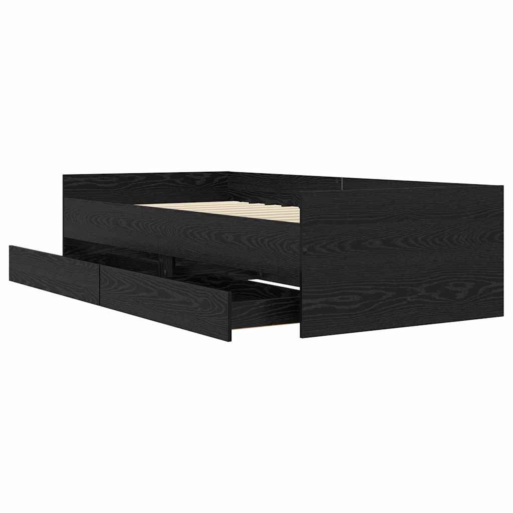vidaXL Σκελετός Κρεβατιού Μαύρη Οξυά 90 x 200 cm Στερεά ξυλεία πεύκου