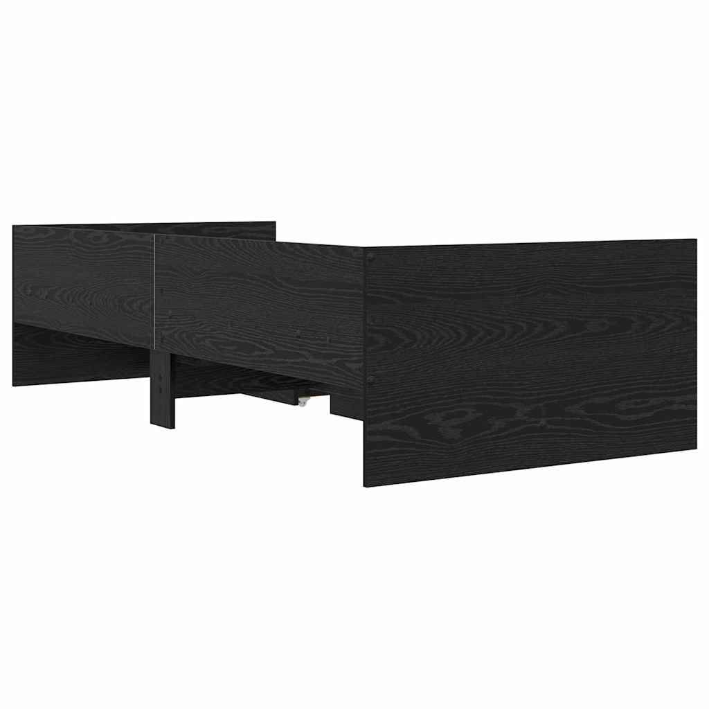 vidaXL Σκελετός Κρεβατιού Μαύρη Οξυά 90 x 200 cm Στερεά ξυλεία πεύκου