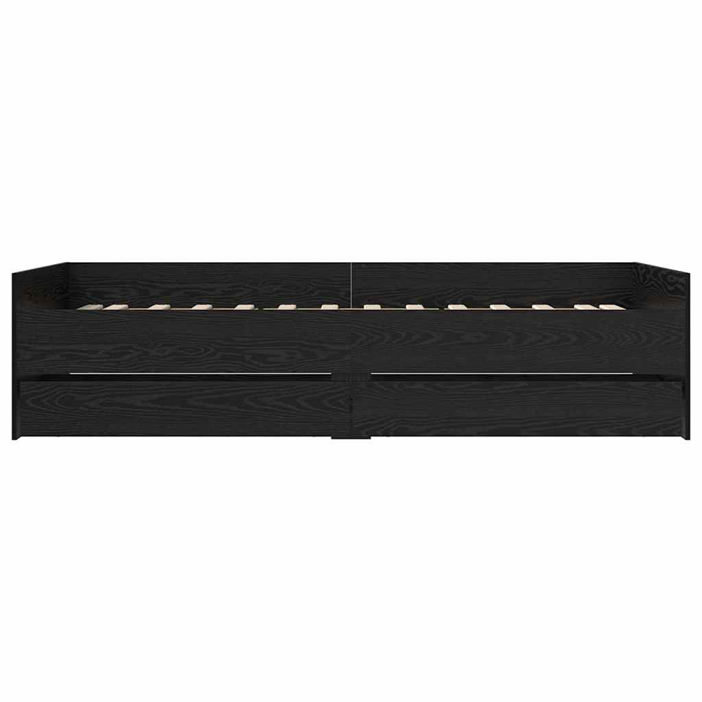 vidaXL Σκελετός Κρεβατιού Μαύρη Οξυά 90 x 200 cm Στερεά ξυλεία πεύκου