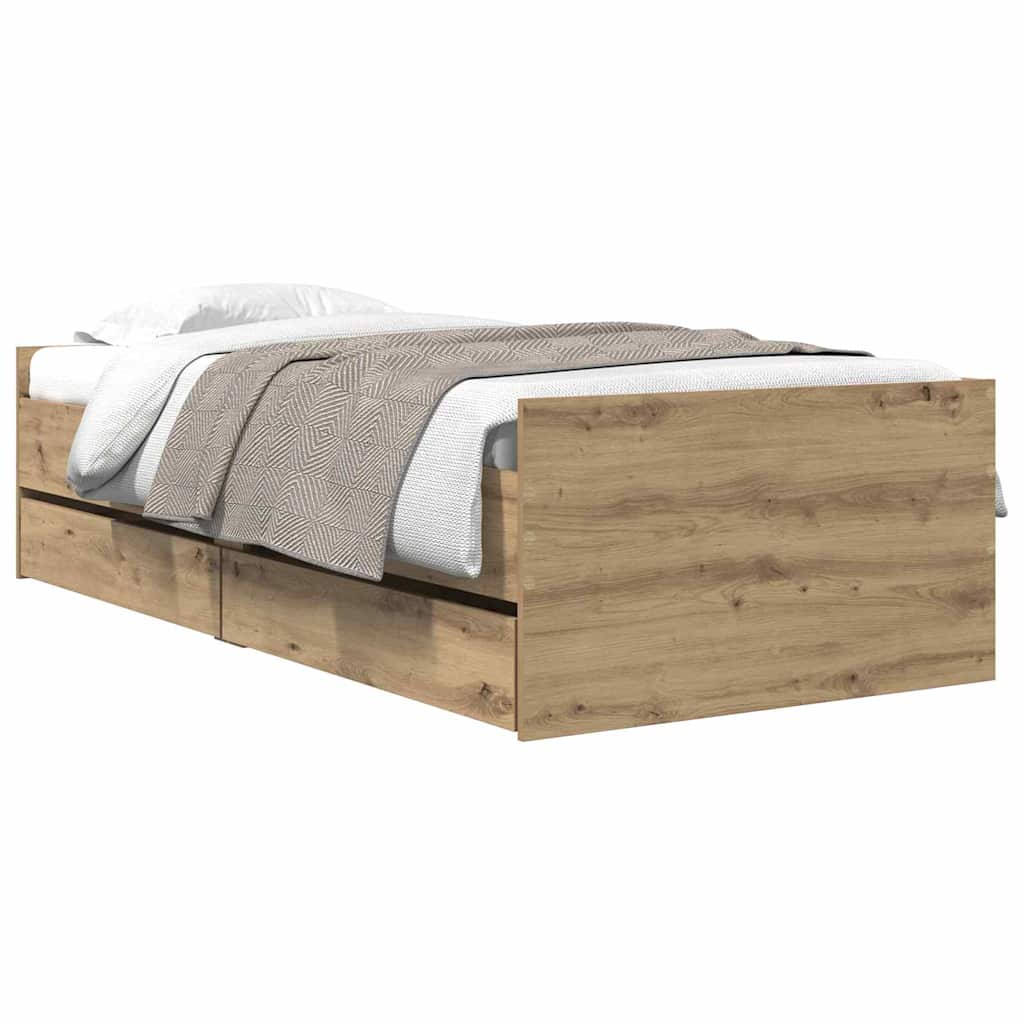 vidaXL Σκελετός Κρεβατιού Artisan Oak 90 x 190 cm Στερεά ξυλεία πεύκου