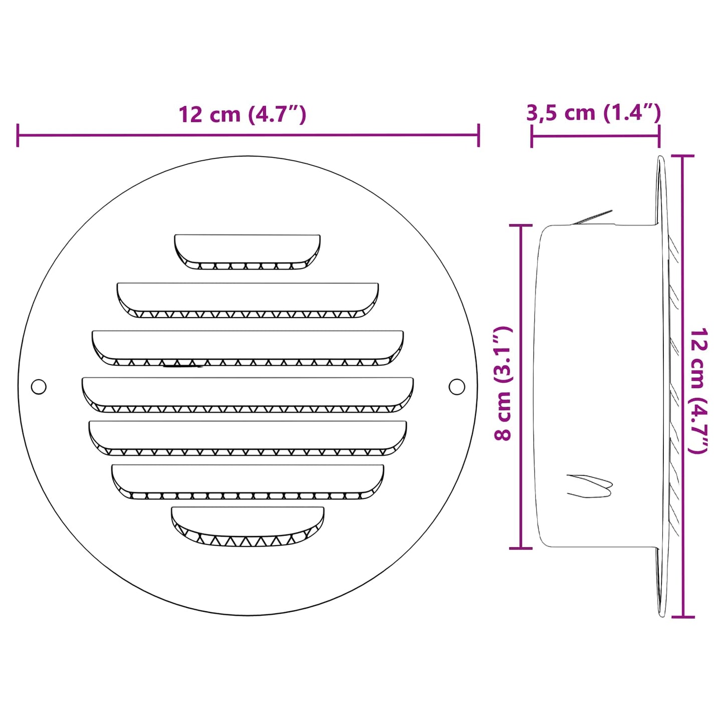 vidaXL Καπάκια Αερισμού 4 pcs Ασημί 80 mm Ανοξείδωτο ατσάλι