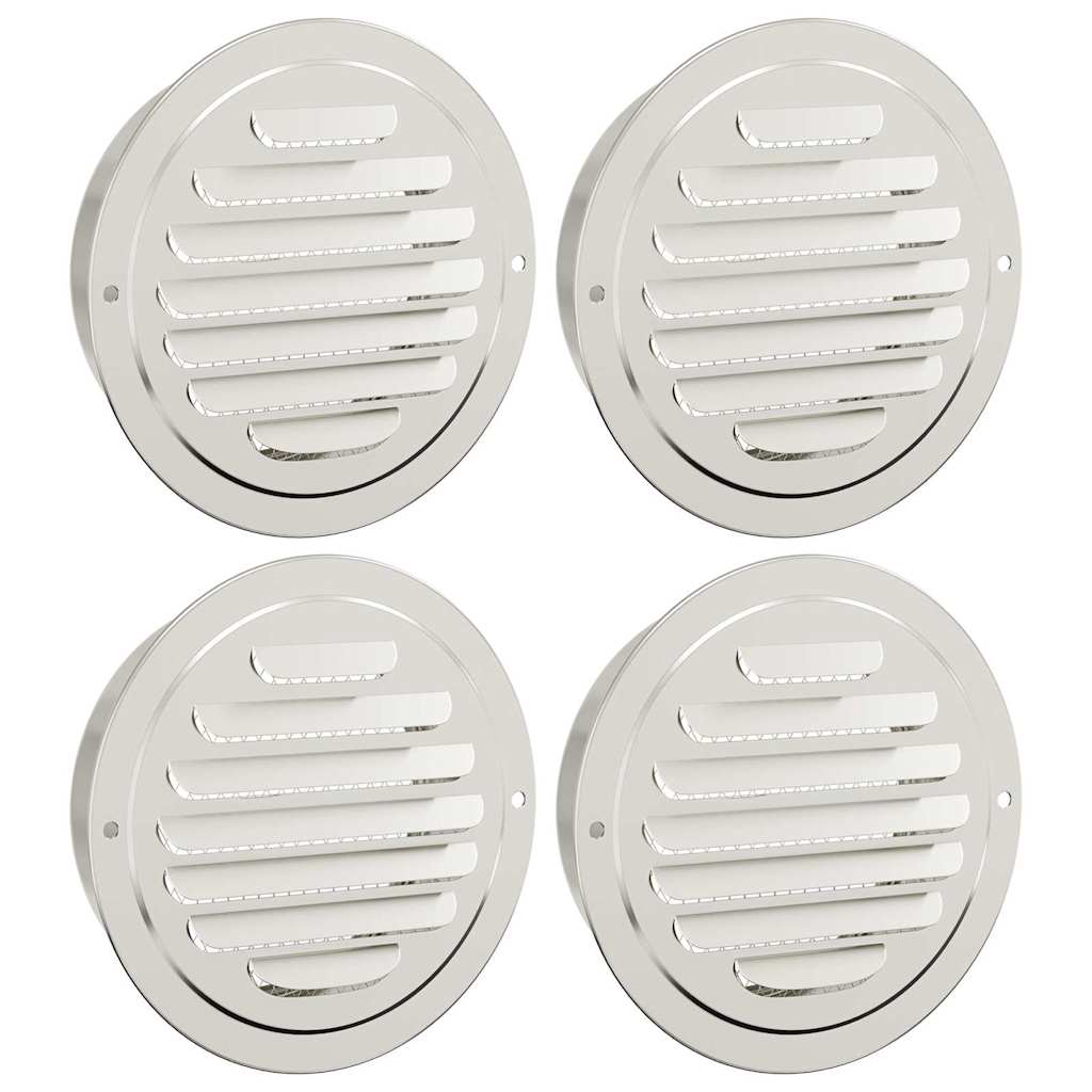 vidaXL Καπάκια Αερισμού 4 pcs Ασημί 125 mm Ανοξείδωτο ατσάλι
